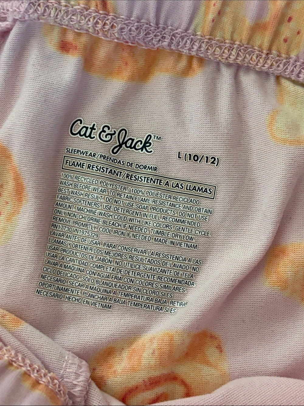 Cat & Jack White Top and Pink Pastry-Print Pajama Set
